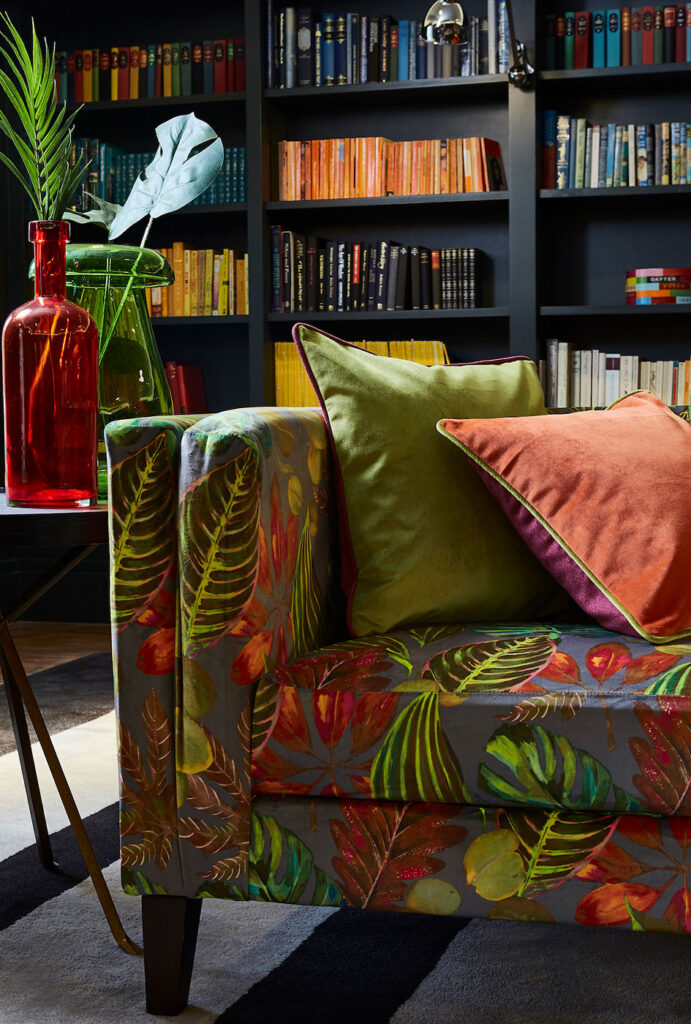 image of black and orange halloween themed interior 