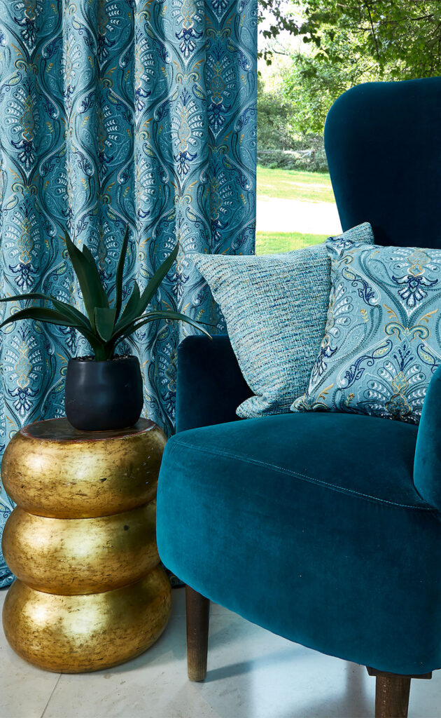 close up image of bright blue coloured chair inspired by fashion week 
