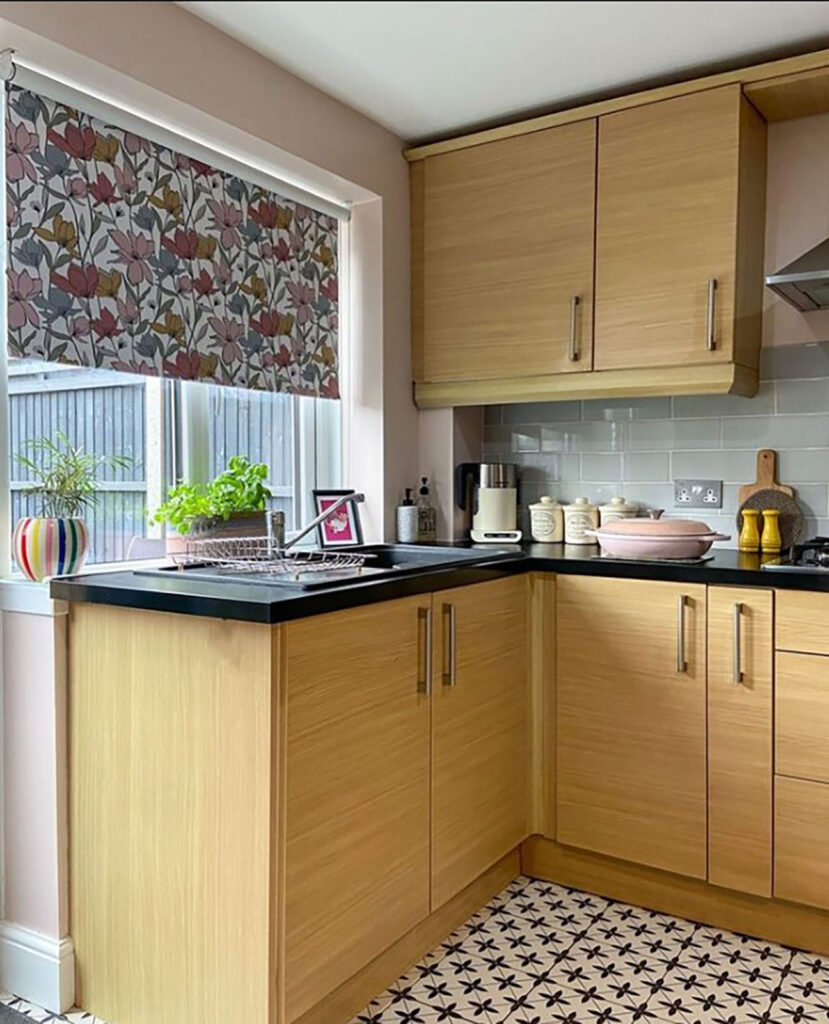 social media image of customer usig blinds direct roller blind in their kitchen 