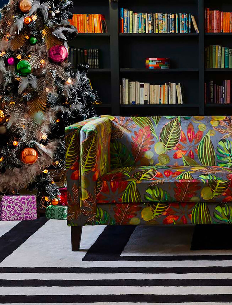 room set image of bright christmas colours at home 