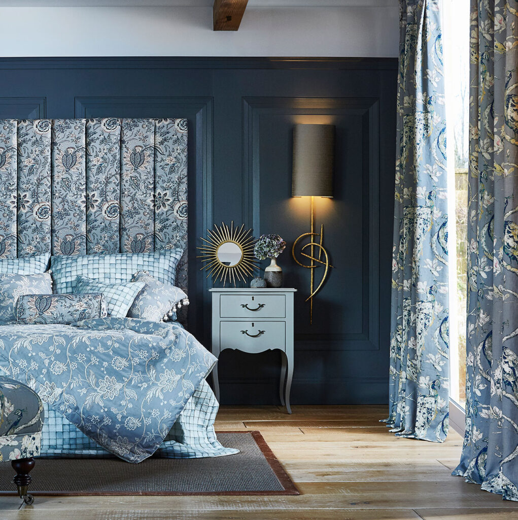 image f blue themed bedroom with matching curtains 