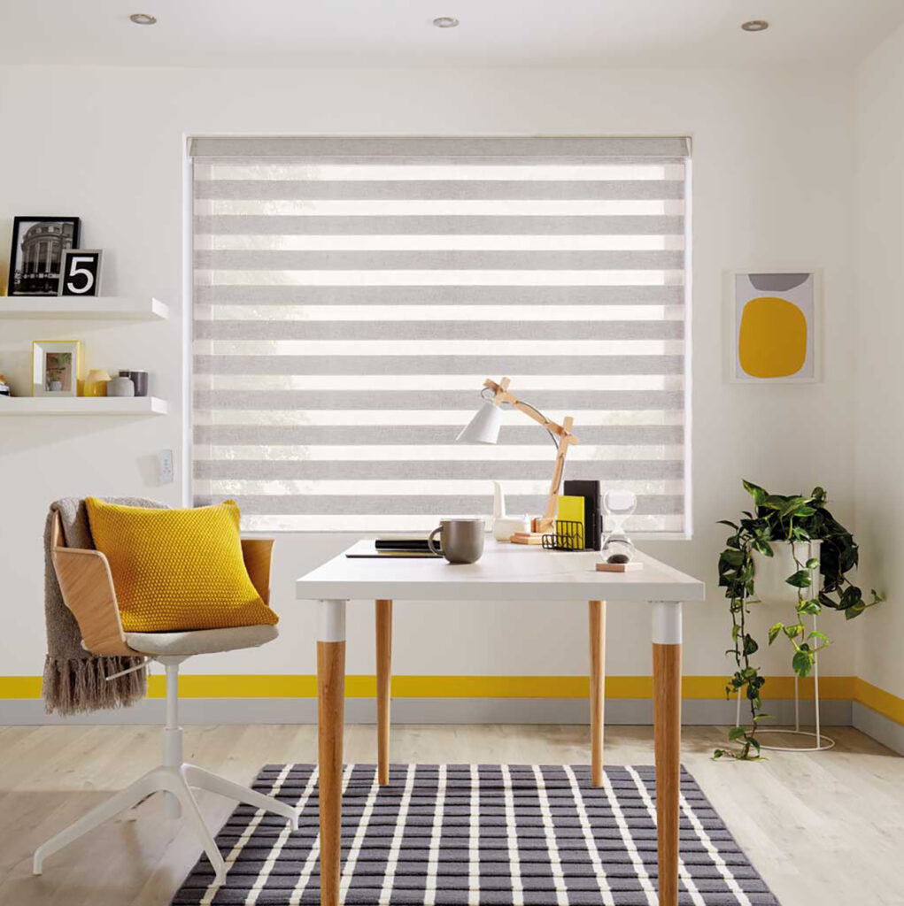 photo of of a bright white themed study room