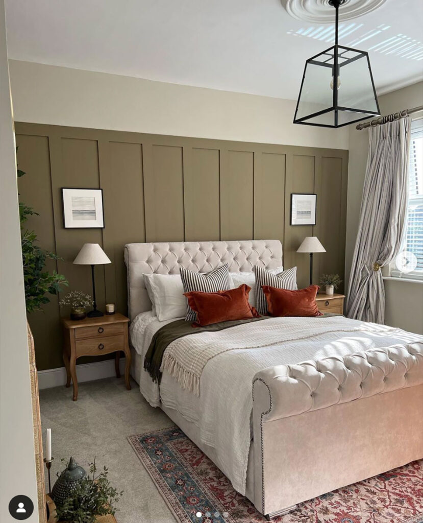 photo of green themed bedroom