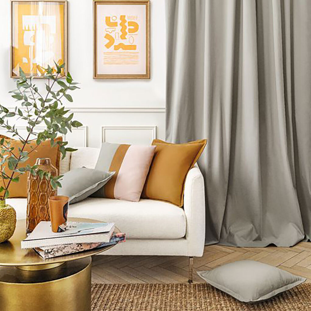 yellow ochre inspired interior in a living room 