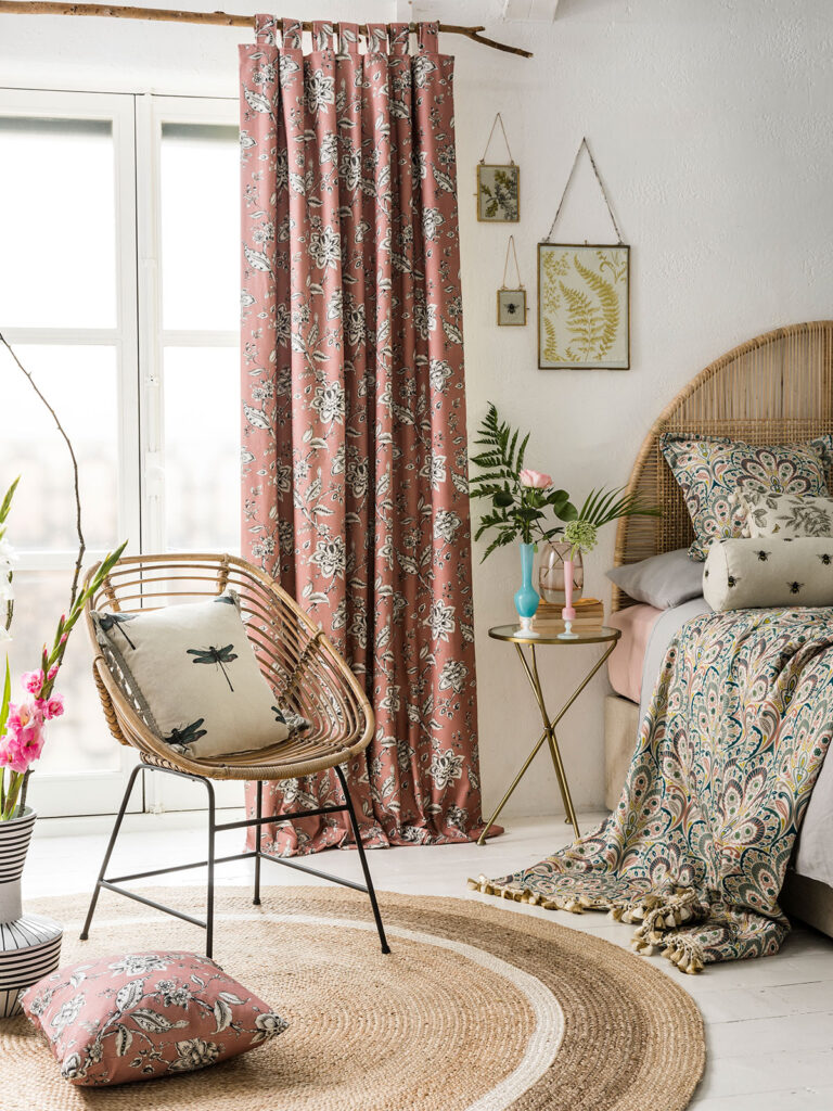 image of a red and cream coloured bedroom