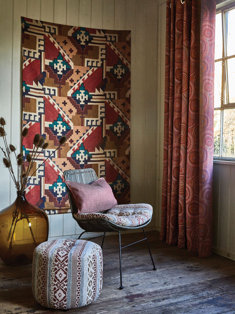 indiana jones inspired peru style interior living room 