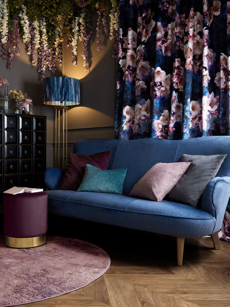 image of a candy floss pink cottagecore inspired living room 