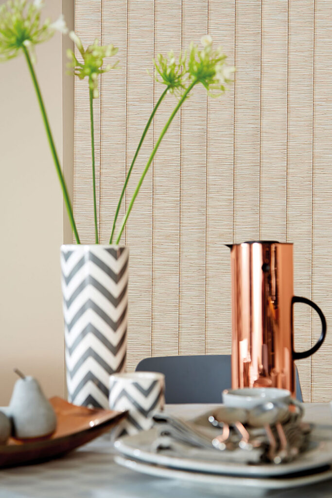 close up image of dining table with houseplant on top