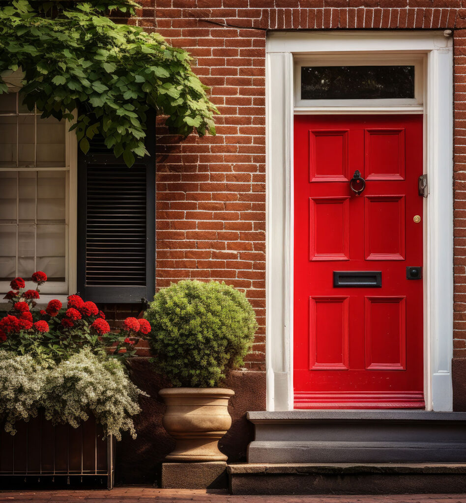image of bright red front door to give home staging ideas
