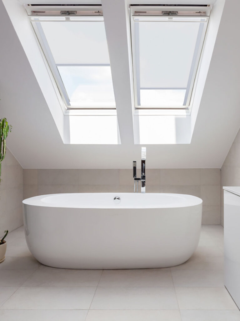 image of a bathroom using skylight blinds