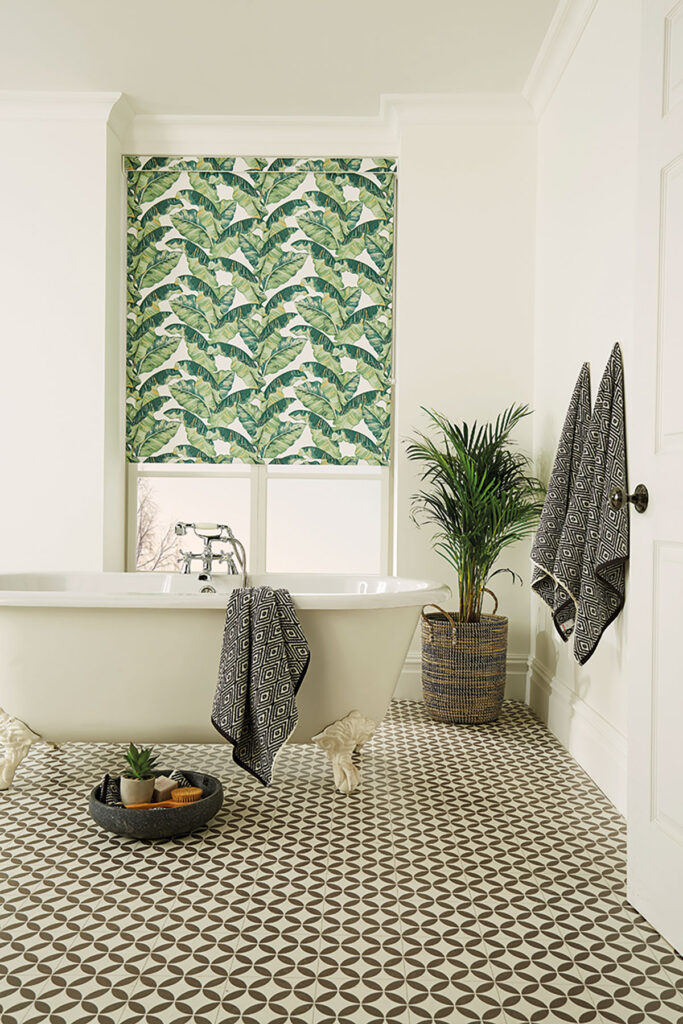 A statement blind in a bathroom