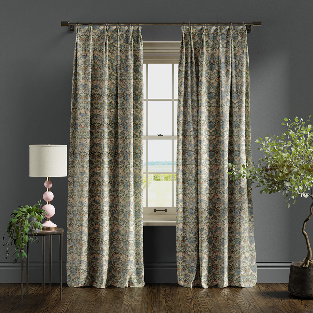 William Morris curtains in a living room