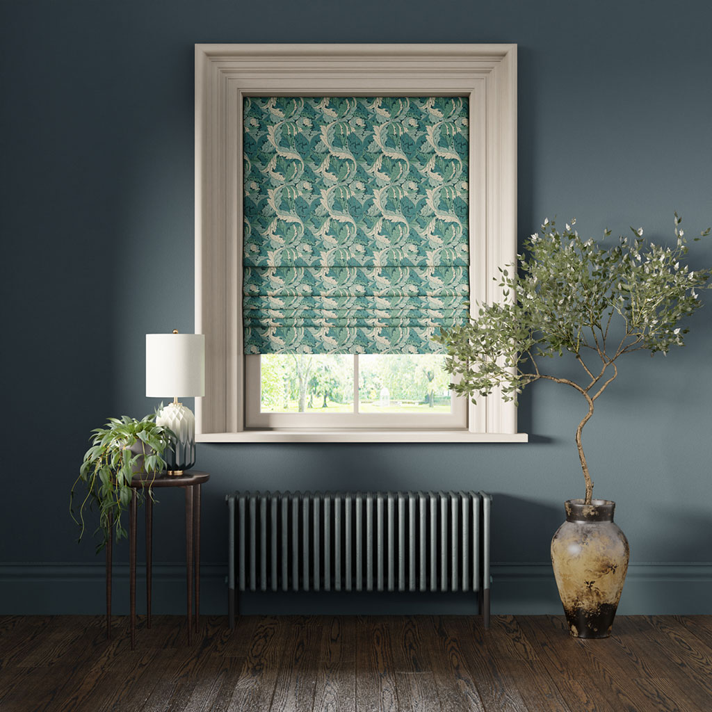 A stylish Roman blind with William Morris fabrics. 