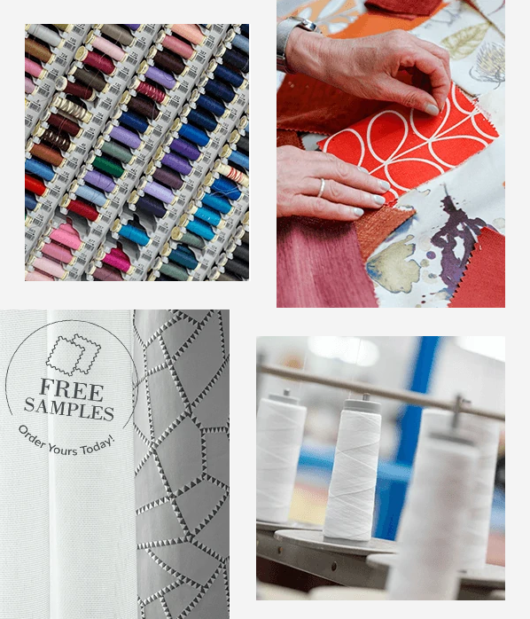 An image of thread and blinds being made. 