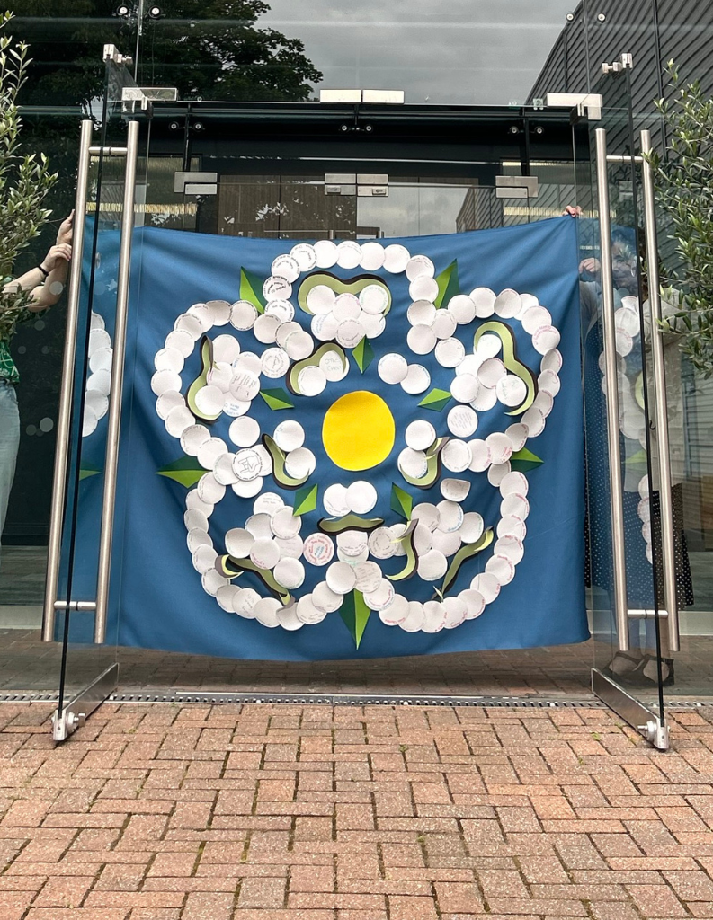 The white rose of Yorkshire made by Blinds Direct to commemorate Yorkshire day.