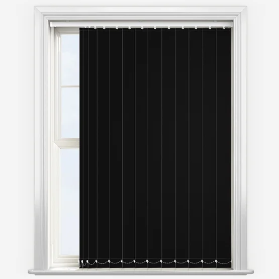 Black vertical blind touched by design supreme blackout jet.